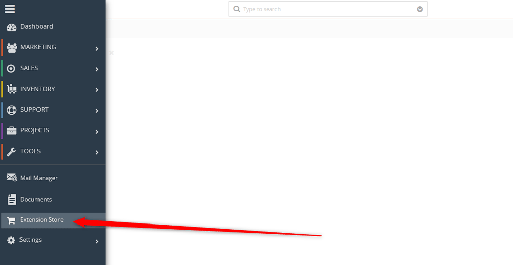 Head to the Extensions Store in Vtiger