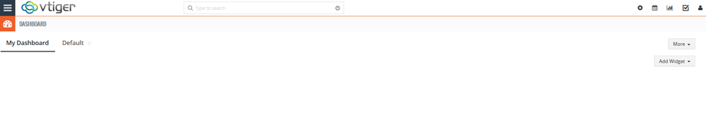 Log in the Vtiger admin dashboard