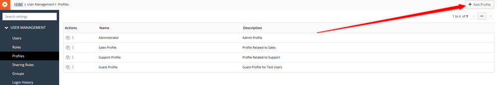 Add a role profile in Vtiger