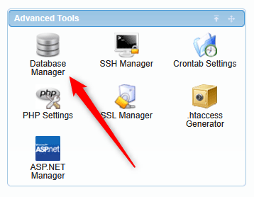 Open the Database Management in the AwardSpace hosting panel