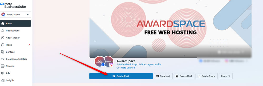 Via the Meta Business Suite, click on Create a Post before scheduling it