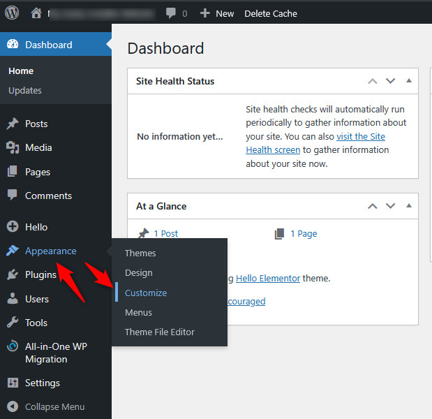 Create scroll-over interactive elements in WordPress by accessing the cusotmization options