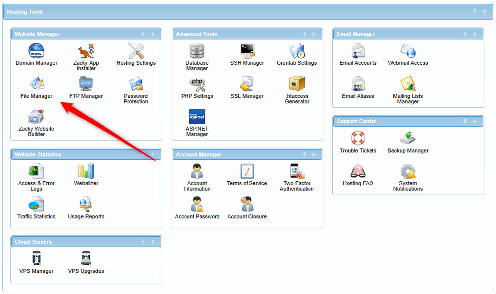 Access the AwardSpace file manager to fix the critical error message