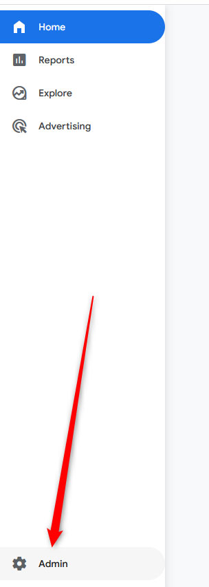 Acces the admin menu in GA4 to remove an account