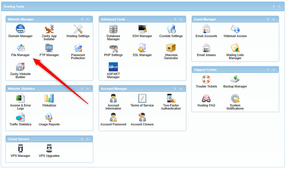 AwardSpace file manager