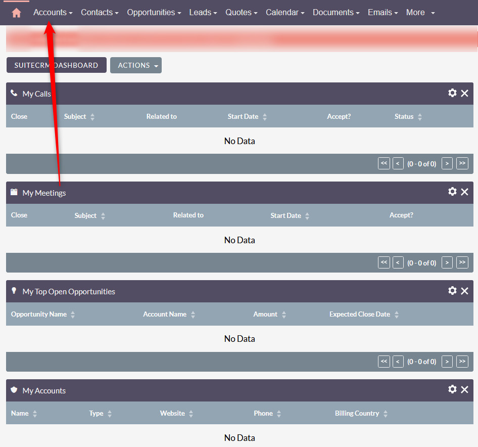 select a module to apply bulk actions in SuiteCRM