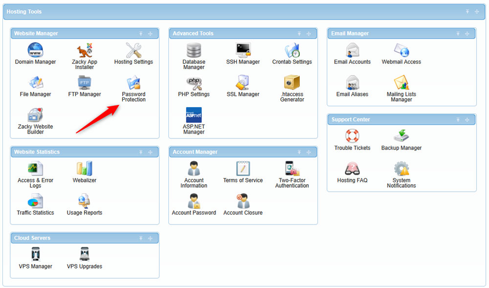 Access the Password Protection FAQ via the AwardSpace hosting panel
