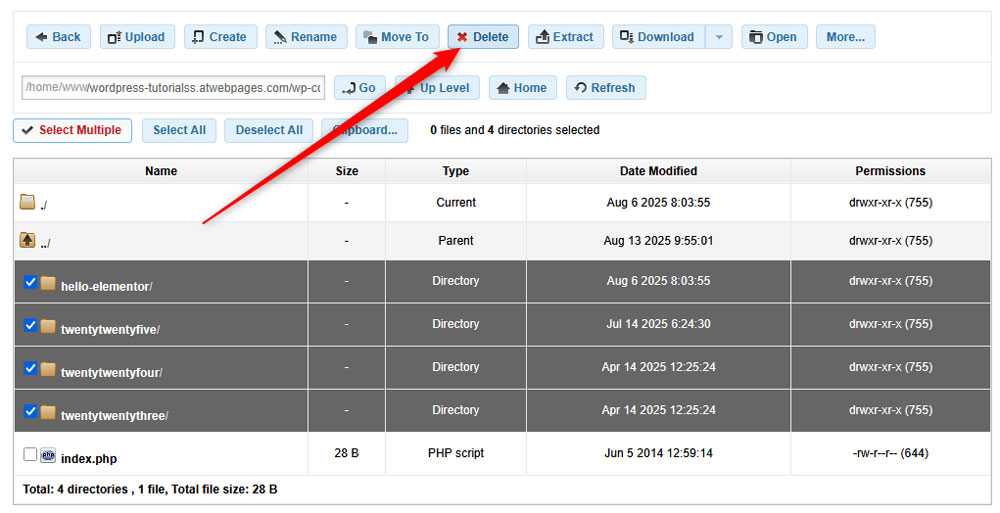 Delete all your installed WordPress from the server