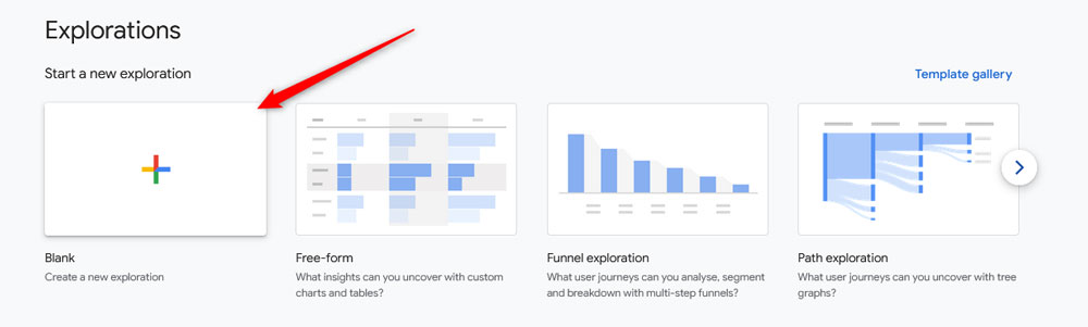 Create a Blank template in the GA4 Exploration mode