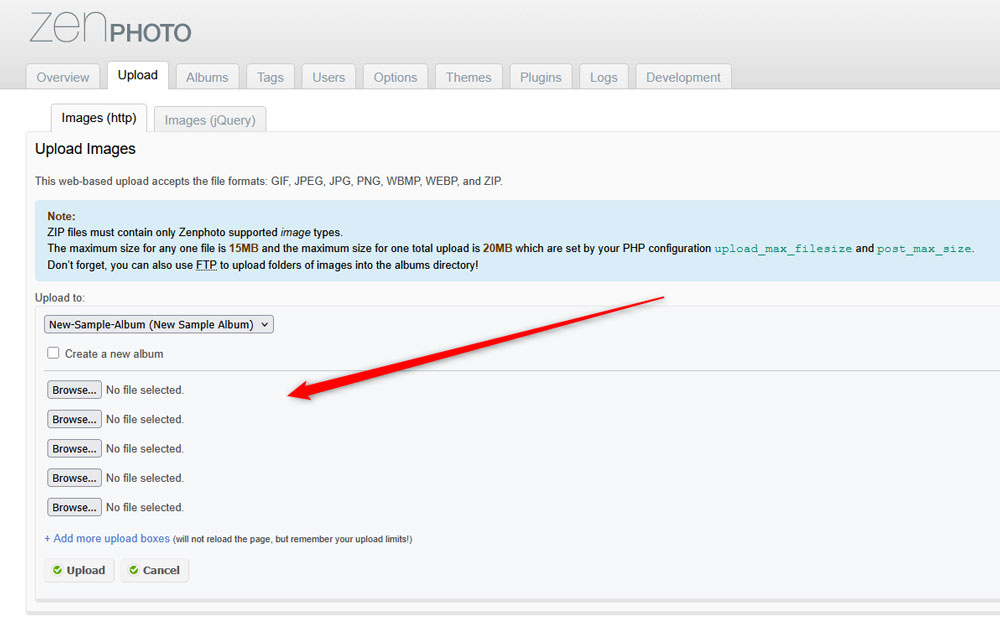 Select a Zenphoto album