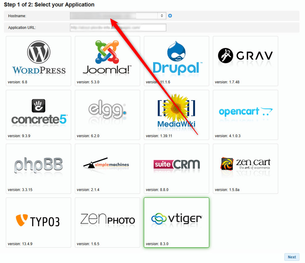 Select a Domain Name for your SuiteCRM installation