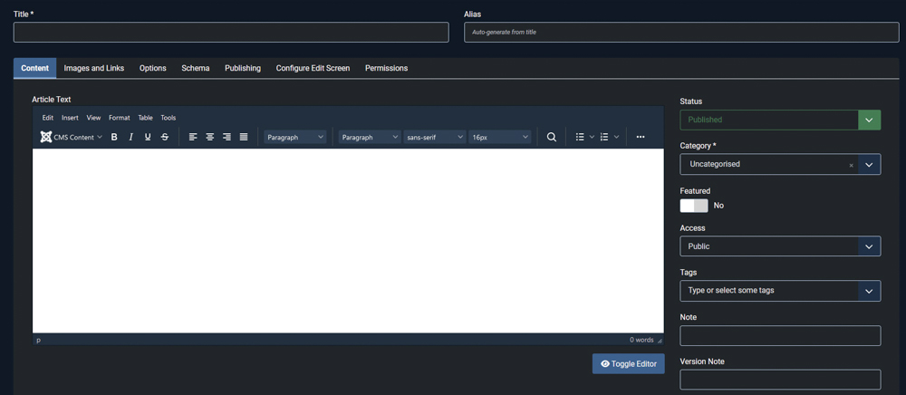 How to create a new page in Joomla and add content