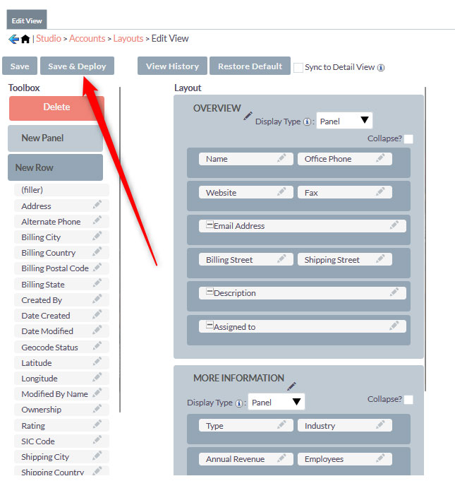Save & Deploy settings, so Suite CRM can apply all changes you made