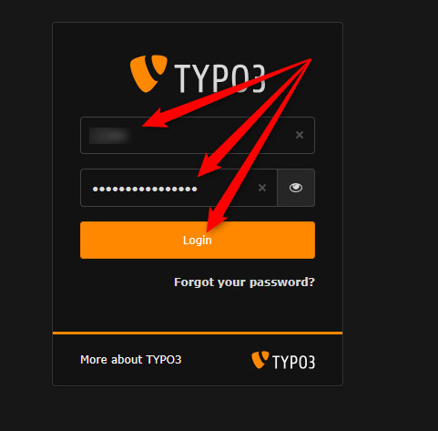 TYPO3 Login Page Add Credentials