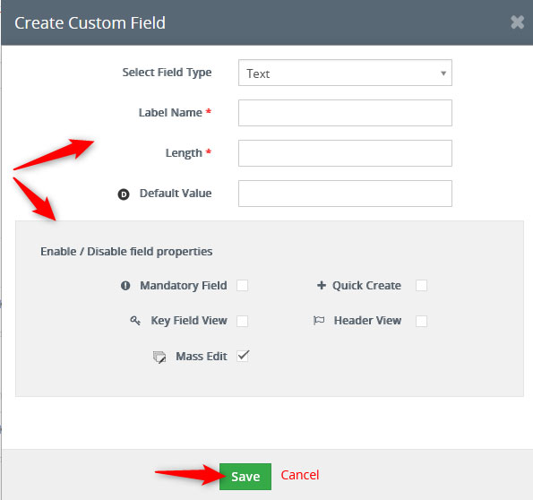 Add field details and click Save