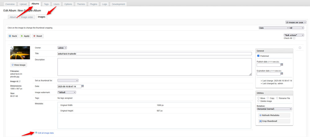 Edit All Image Data in Zenphoto