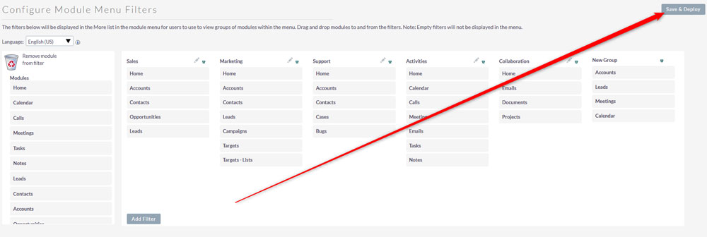 Save changes in SuiteCRM