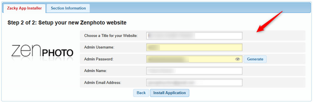 Choose credentials for your Zencart project
