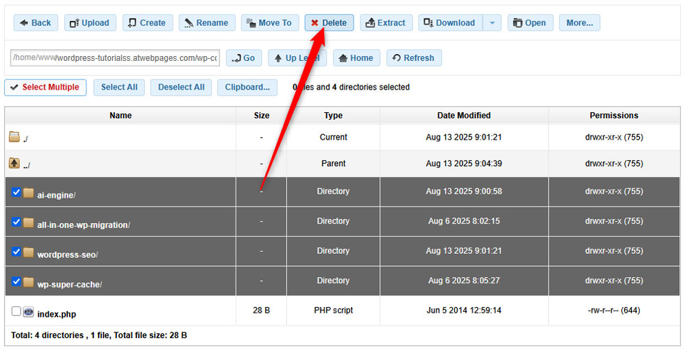 Delete the plugins from WordPress, so you deal with the Critical Error message