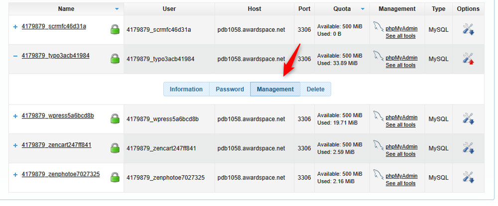 Manage Database Files