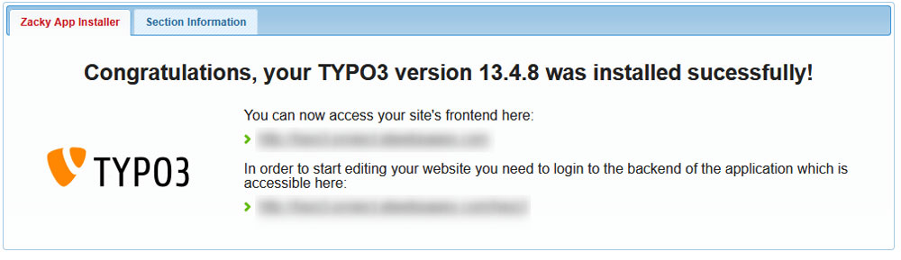 TYOPO3 Confirmation Message