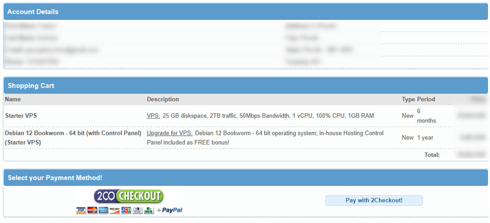 Overview of your billing information and purchase services