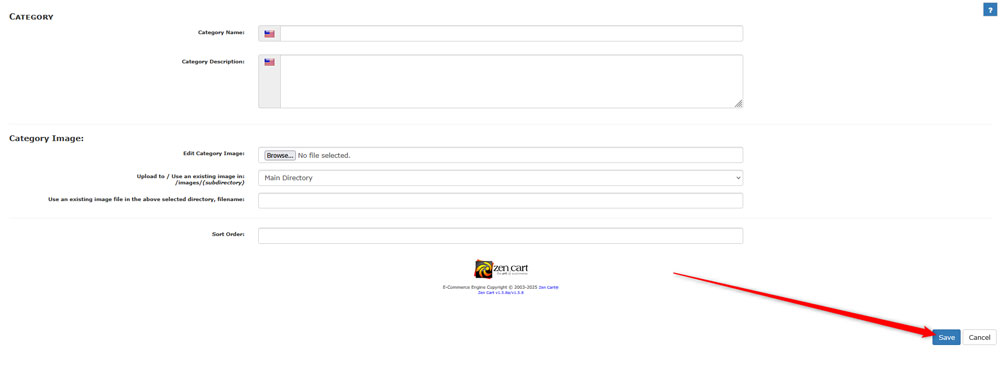 Save subcategory setup