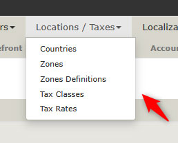 Locations and Taxes settings in Zen Cart