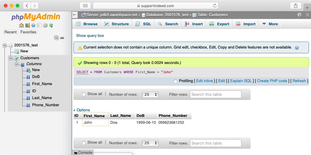 phpMyAdmin may look complicated, but once you are used to its basic functions, it becomes a real time-saver when working with your databases.