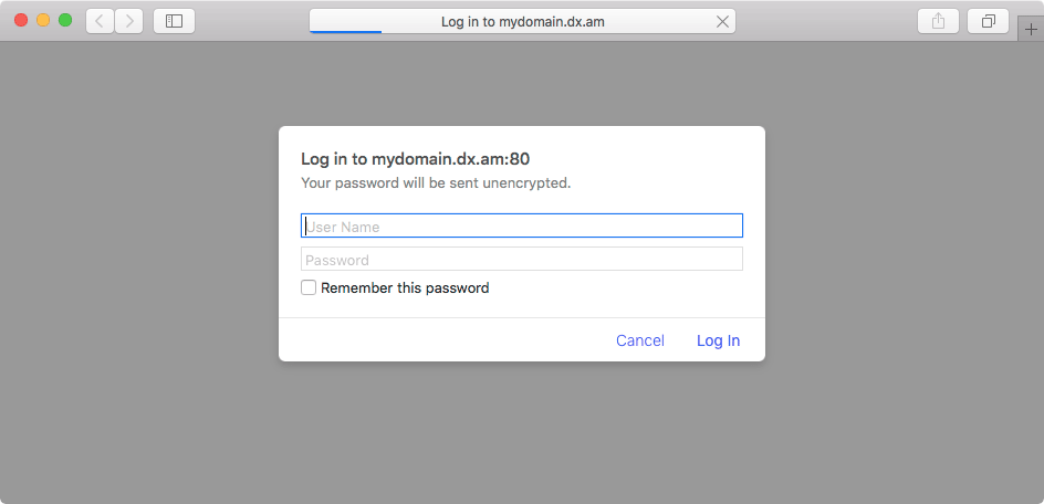 Password Protection active on a website.