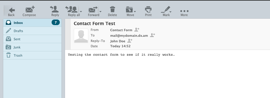 Hooray, your site visitor's message was successfully delivered to your personal inbox!