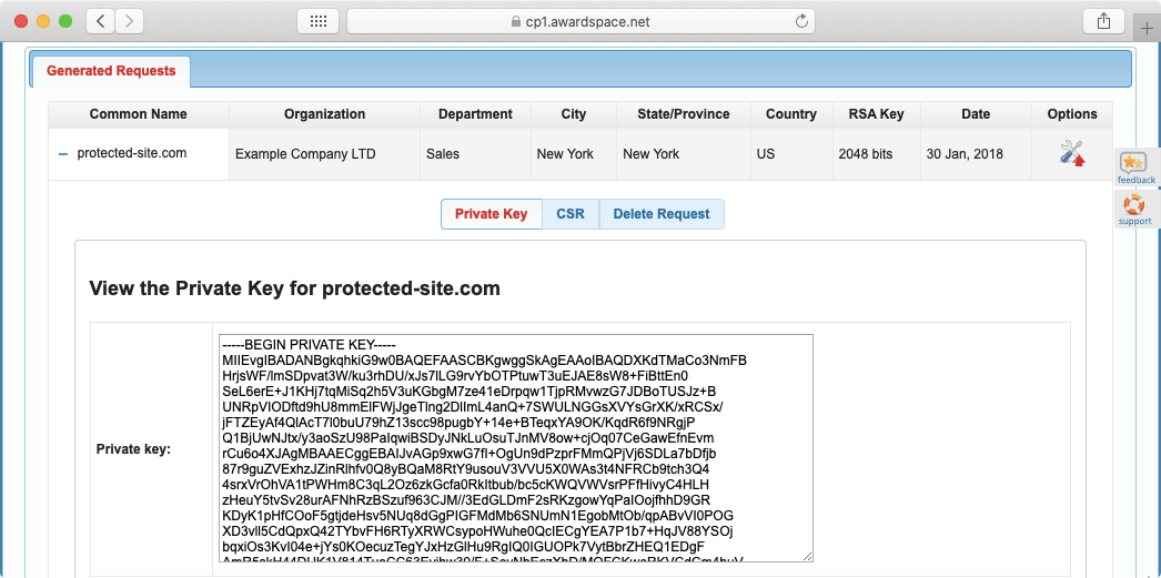 The Private Key for your future SSL certificate can be obtained as part of your CSR.